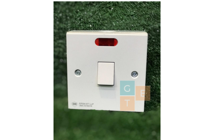 UMS Water Heater Switch SIRIM DP Flush Switch With Neon Indicator 20A