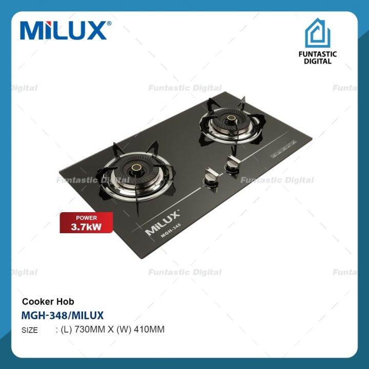 Milux Mgh Built In Tempered Glass Double Burner Gas Cooker Hob Lazada