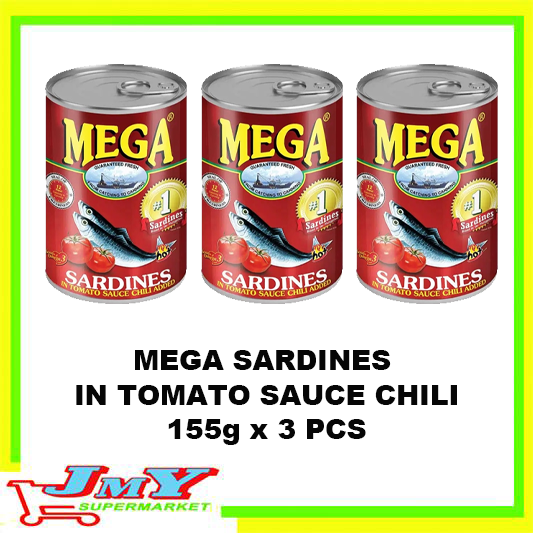 JMY MEGA SARDINES IN TOMATO SAUCE CHILI RED 155G SET BY 3 Lazada PH