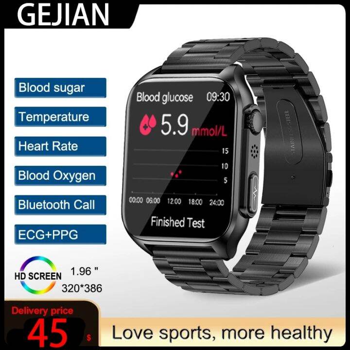 GEJIAN Blood Sugar ECG PPG Smart Watch Men Bluetooth Call Automatic