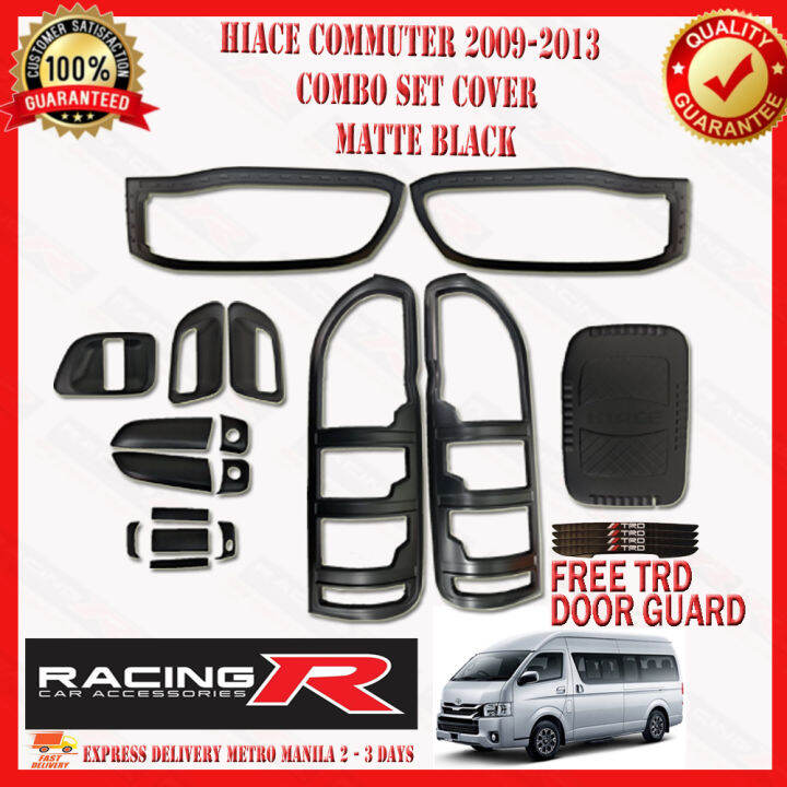 Toyota Hiace Commuter 2009 To 2013 Garnish Combo Set Cover Matte Black