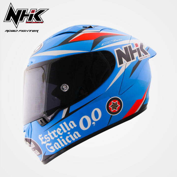 Nhk Helmets Gp R Tech Estrella Galicia Matte Blue Full Face With Free