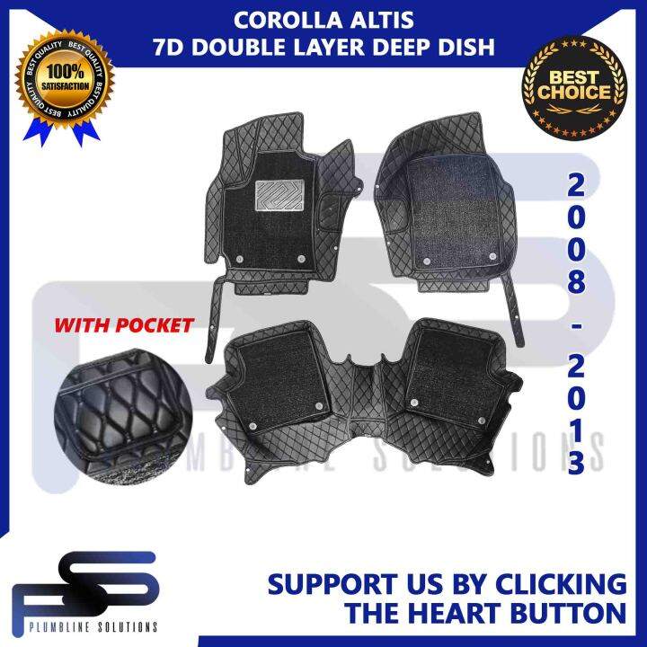 7D ROHS Double Layer Deep Dish Matting For Toyota Corolla Altis 2008