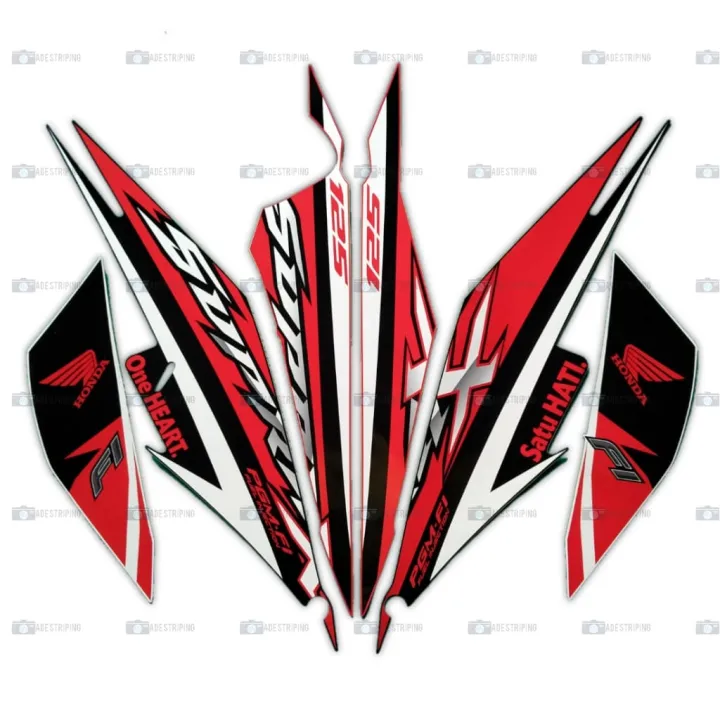 Stiker Striping Lis Body Motor Honda Supra X Fi Hitam Merah