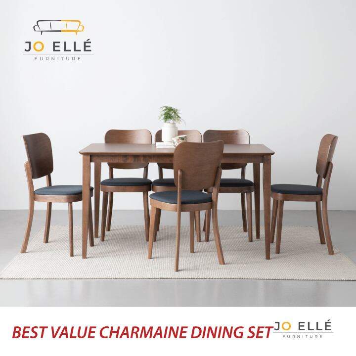 Jo ELLE Charmaine Dining Set 1 6 1 4M Dining Table Chair Meja