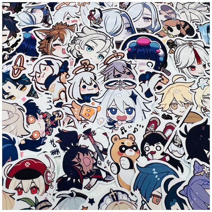 80PCS Cute Stickers Kawaii Anime Characters Genshin Impact DIY