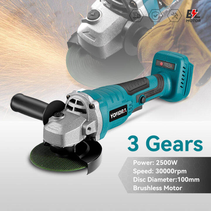 Mm Brushless Electric Angle Grinder Rpm Gears Cordless