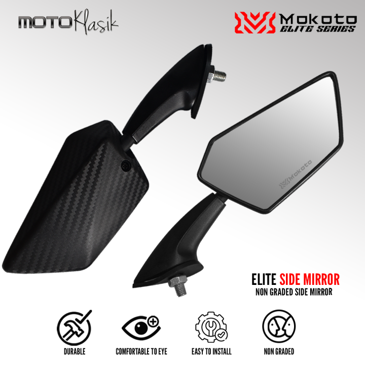 MOKOTO ELITE SERIES SMOKE TINT NINJA STYLE SIDE MIRROR CARBON NON