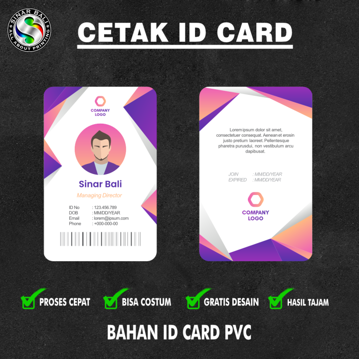 Tebal Cetak Id Card Pvc Premium Kartu Member Kartu Anggota Kartu