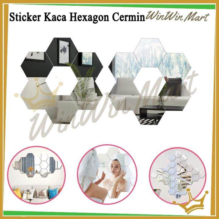 Pcs Stiker Cermin Dinding Anti Pecah Segi Enam Tempel Sticker Acrylic