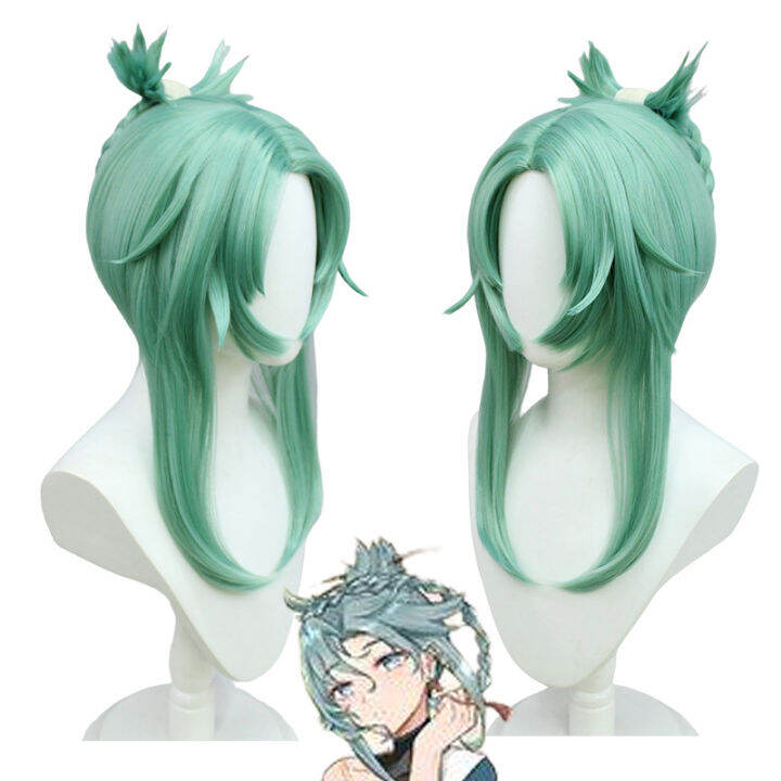 Genshin Impact Madame Ping Cosplay Wig Blue Green Wig Free Wig Cap