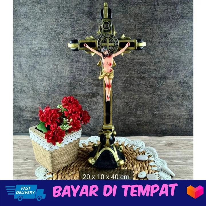 Salib Duduk Yesus Lambang Benediktus Cm Salib Misa Ekaristi Lazada Indonesia