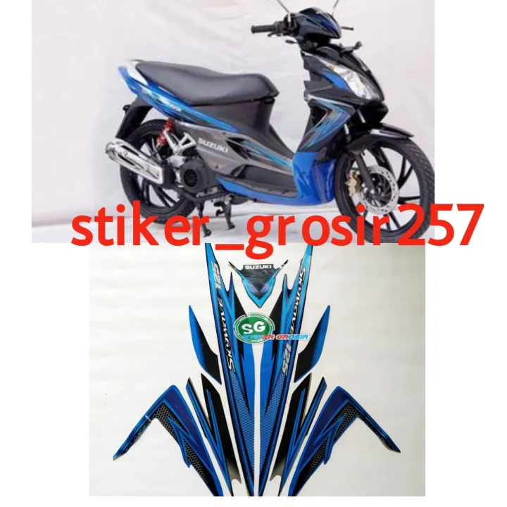 STIKER STRIPING LES LIS BODI MOTOR SUZUKI SKYWAVE 125 2008 2009 HITAM