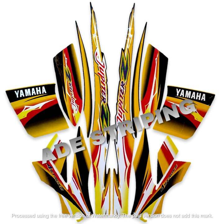 STIKER STRIPING LIS BODY MOTOR YAMAHA JUPITER Z 2004 STD HITAM KUNING