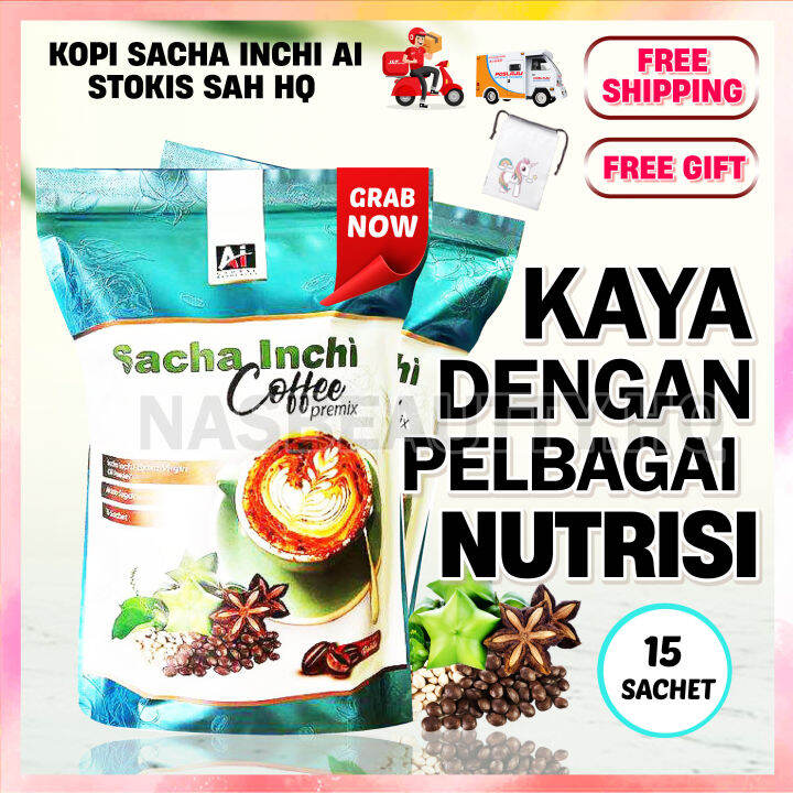 KOPI COFFEE SACHA INCHI AI PREMIUM ORIGINAL HQ FREE GIFT SHAKER KOPI