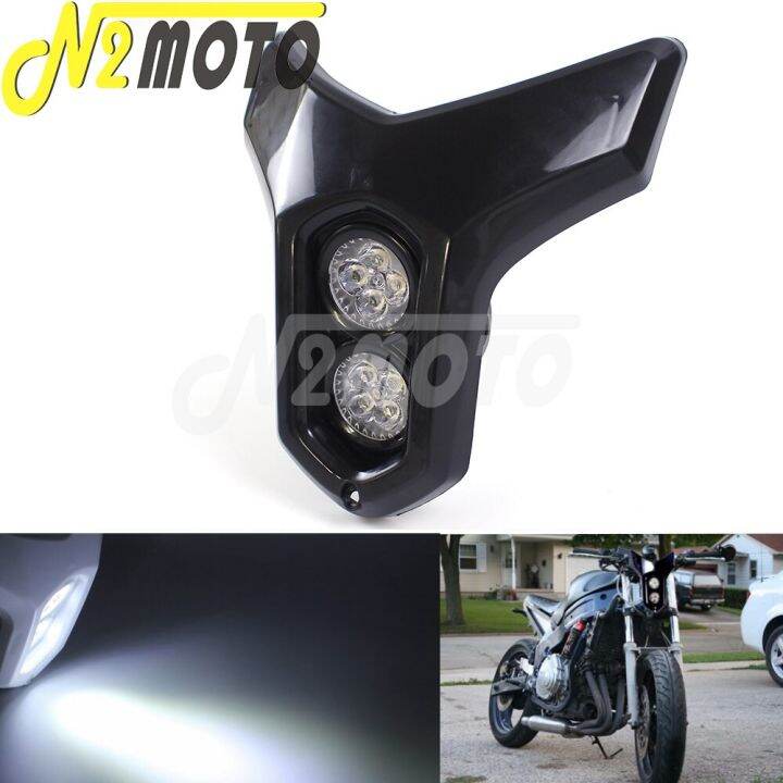 12V Dual Sport Dirt Bike MR16 LED Twin Headlight Universal For Kawasaki