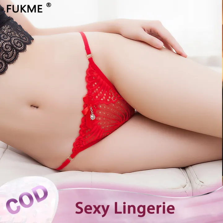 Fukme Jade Women Sexy Lingerie Lace Panties Thongs Pearl Pendant Lace