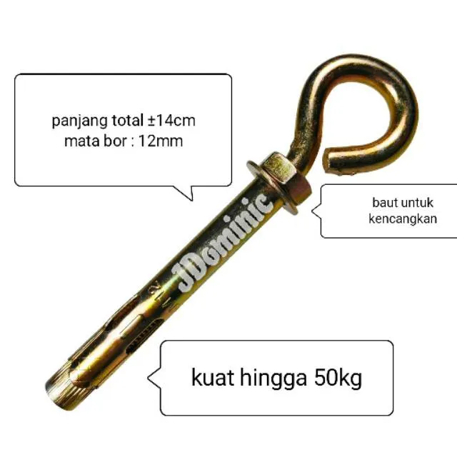 Dynabolt Hanging Gantung Hook Hok Huk Bolt Baut Dinabol Dynabol