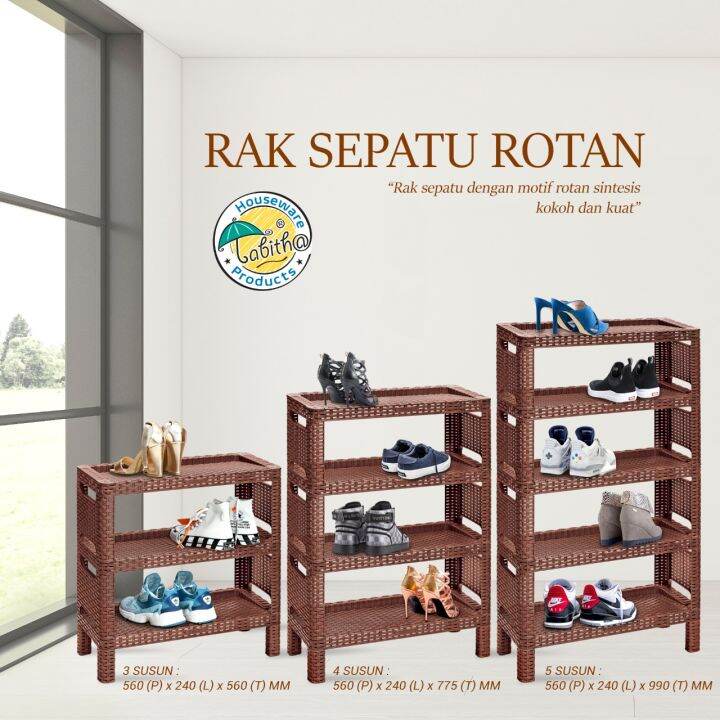 RAK SEPATU PLASTIK ROTAN TABITHA 3 SUSUN 4 SUSUN 5 SUSUN Lazada Indonesia