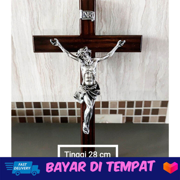 Salib Dinding Yesus Kayu Jati Cm Salib Katolik Lazada Indonesia