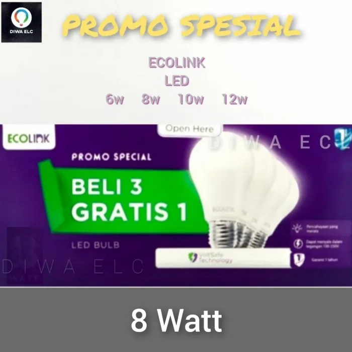 Bohlam Lampu Led 8 Watt ECOLINK Beli 3 Gratis 1 Lazada Indonesia