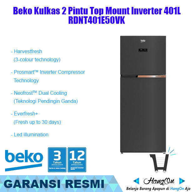 BEKO RDNT401E50VK Kulkas 2 Pintu 401 Liter Top Mount Inverter NeoFrost