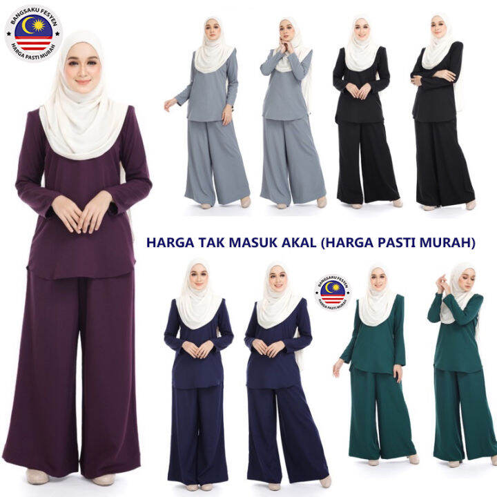 Blouse Dan Seluar Palazo Viral Baju Muslimah Suit Set Muslimah Blouse