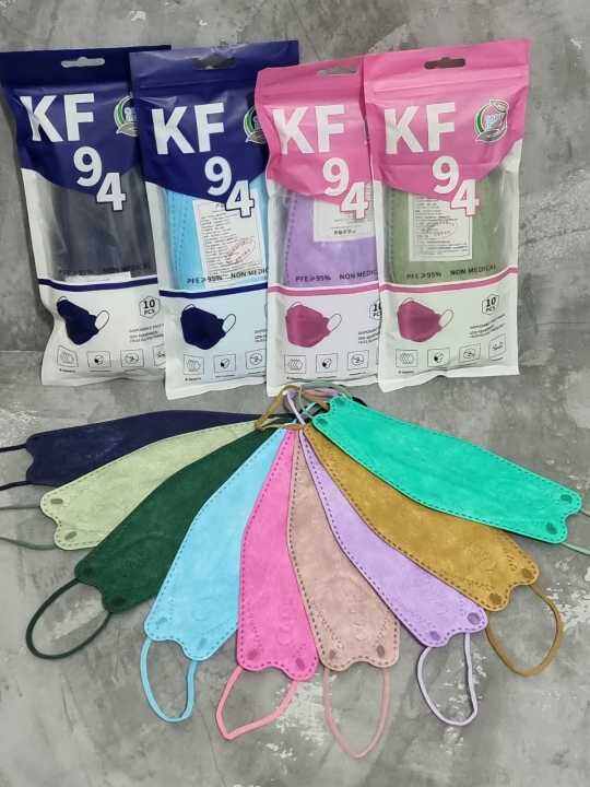 Masker KF94 Soft Warna Warni Rainbow Matcha Nude Pink Hitam Putih Abu 4