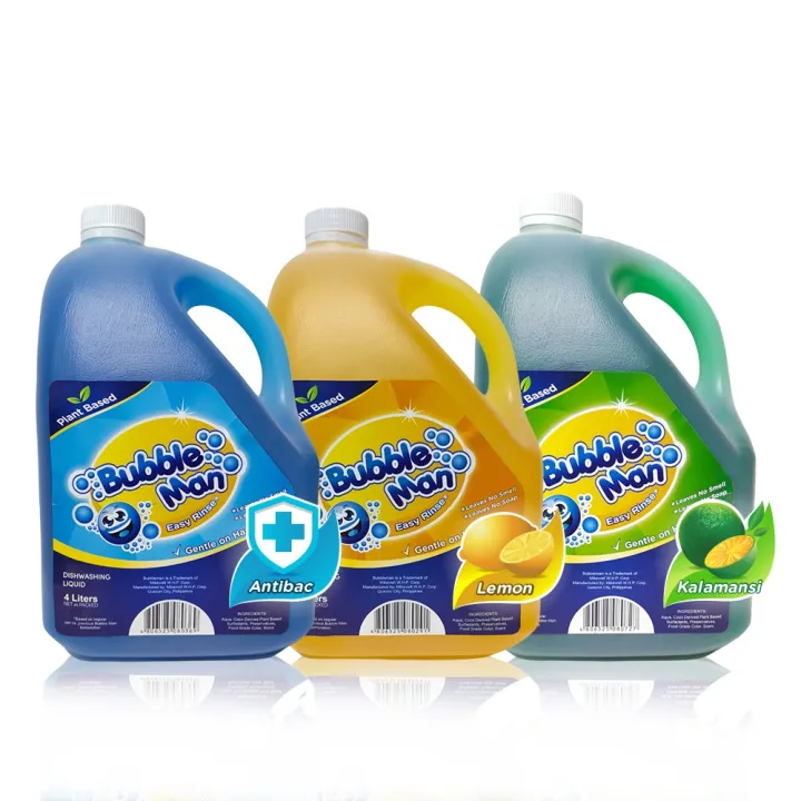 Bubbleman Dishwashing Liquid 4 Liters X Plant Based DWL Lemon Yellow