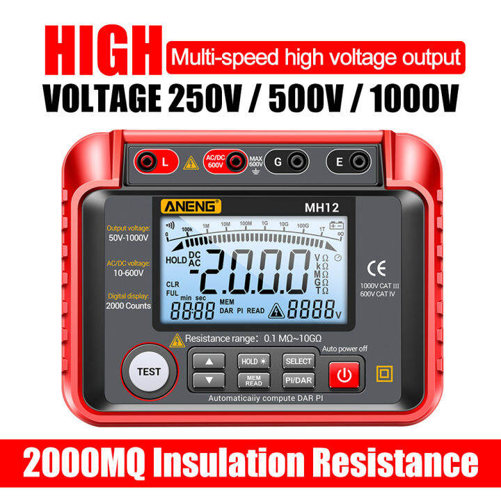 Digital Megohmmeter Voltmeter Voltmeter Tool MH12 Insulation Resistance