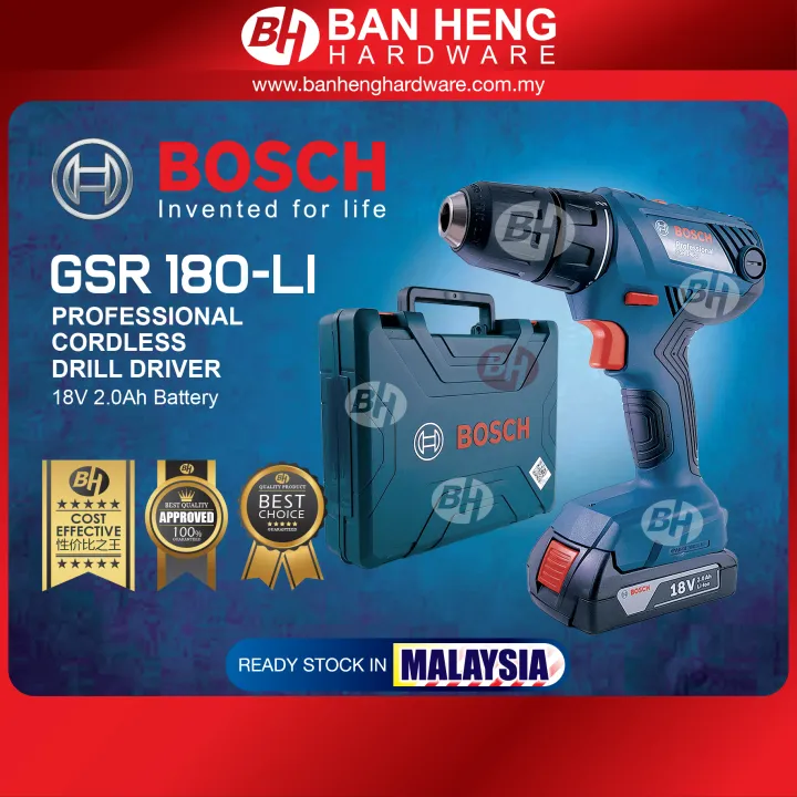 Bosch GSR 180 LI Professional Cordless Drill Driver Set Lazada