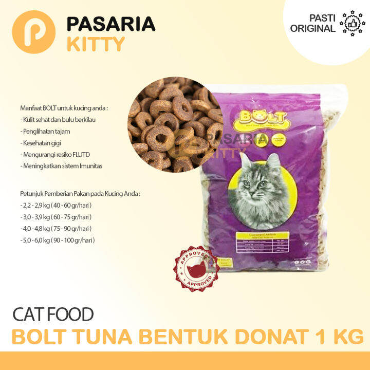 Makanan Kucing Bolt Tuna Repack Kg Bentuk Donat Ikan Pakan Kering Cat