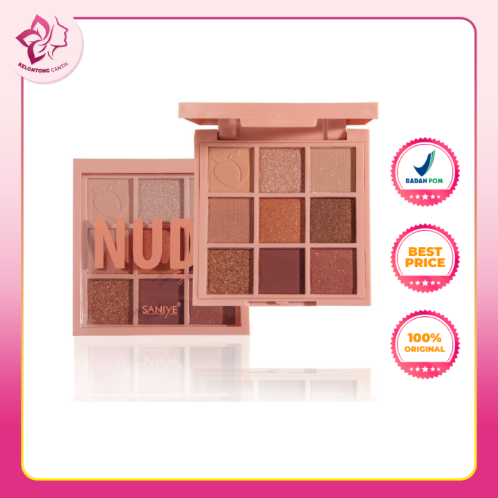 SANIYE 9 Warna Eyeshadow Palette Waterproof Nude Glitter Eye Shadow