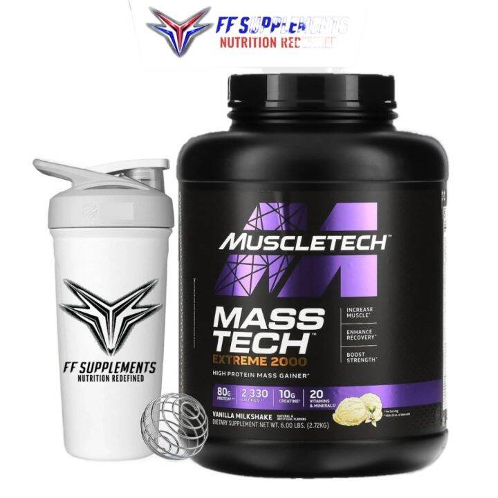 Muscletech Mass Tech Masstech Extreme 2000 6lbs 12lbs With FF Shaker