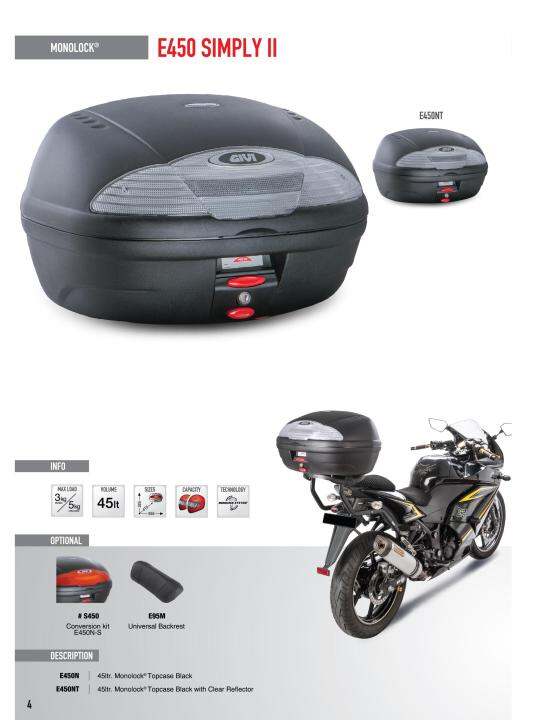 GIVI E450NT 45 LTR Monolock Top Case without light กลองตดทาย