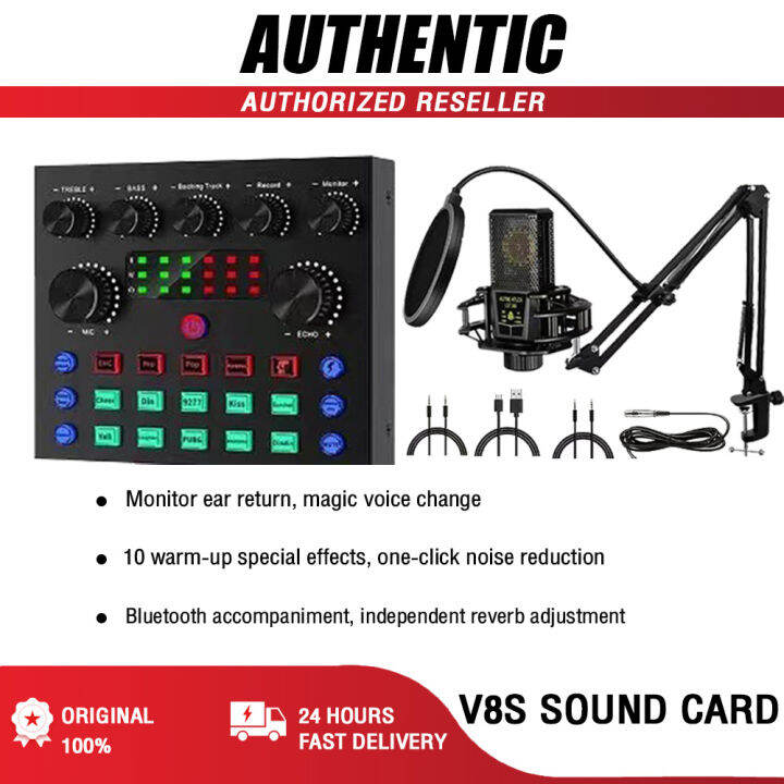 Original V S Sound Card Complete Set With Microphone Usb External Sound