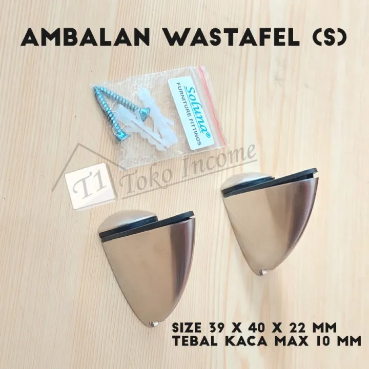 Ambalan Wastafel SMALL Penjepit Jepit Kaca Kayu Sirip Hiu Toilet WC