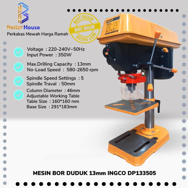 Mesin Bor Duduk Mm Watt Speed Bench Drill Press Ingco Dp