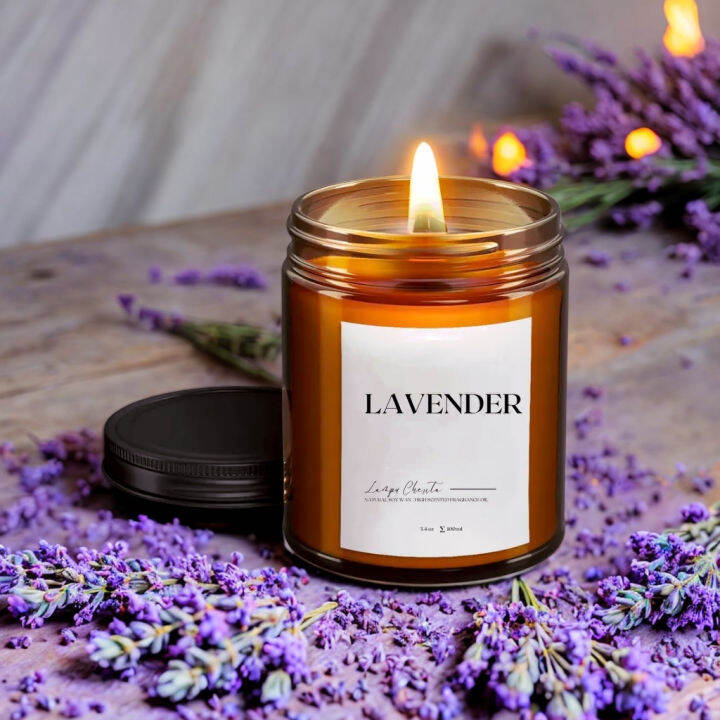 Lampu Cherita Handcrafted Lavender Wooden Wick Natural Soy Wax