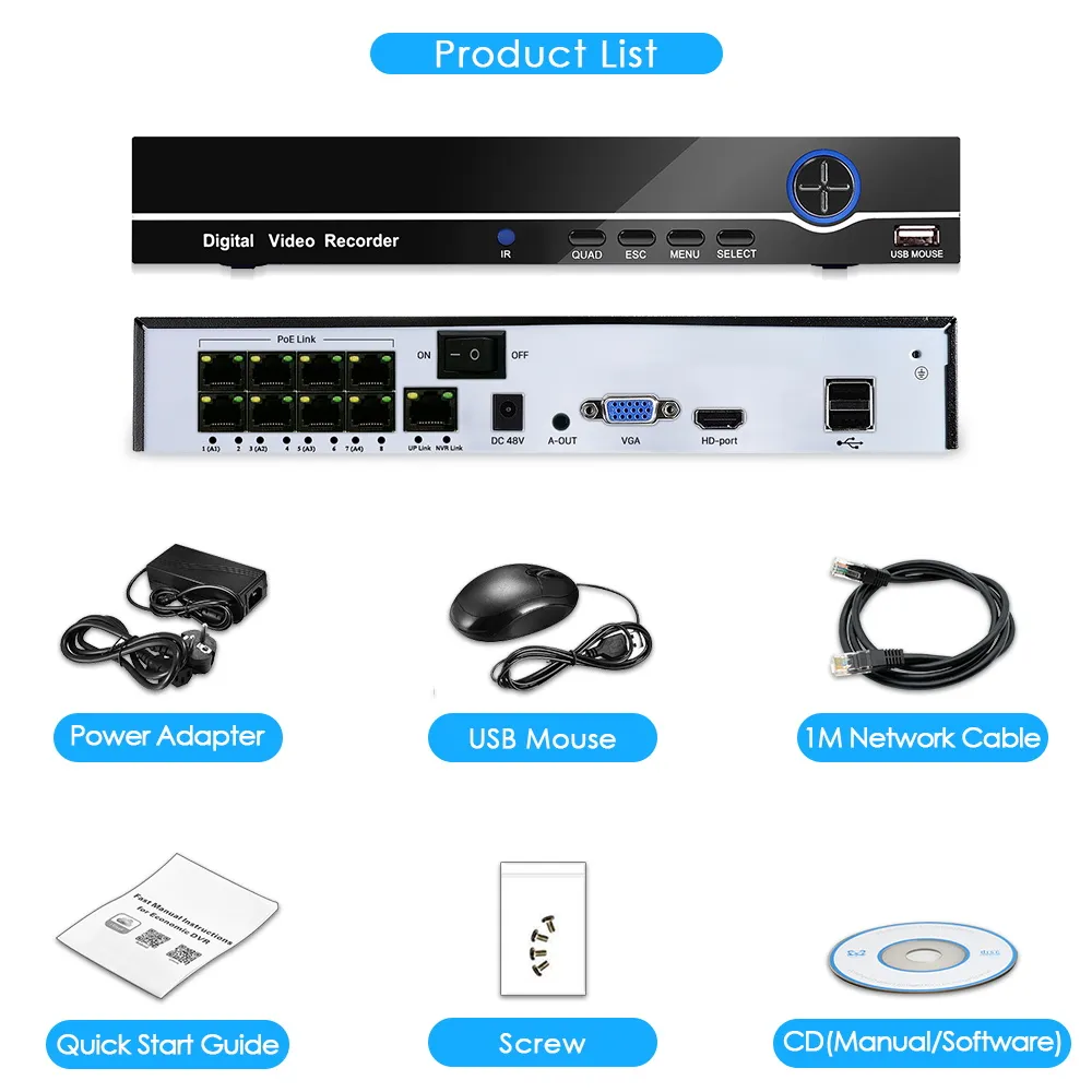 Besder Ch Mp Cctv Security Mini Poe Nvr H Face Detection P P Human