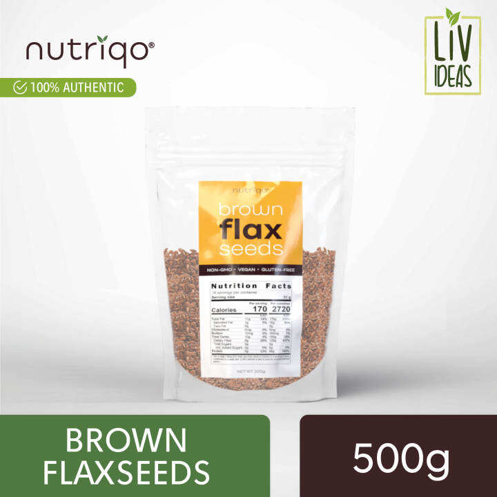 Nutriqo Brown Flaxseeds Flax Seeds 500g Non GMO Vegan Gluten Free