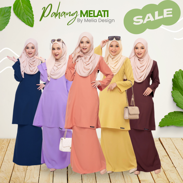 By Melia Design Baju Kurung Pesak Pahang Plain Murah Ironless Tak Payah