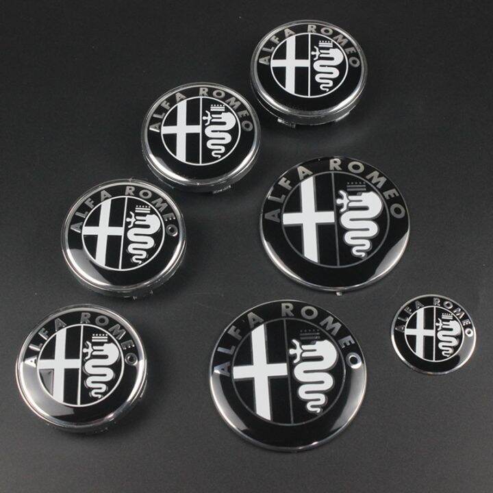 WDD 7pcs Alfa Romeo New Logo 74mm Hood Trunk Steering Wheel Badge