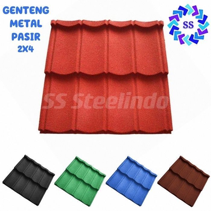 Atap Baja Ringan Genteng Metal Pasir X Hitam Merah Hijau Biru Coklat