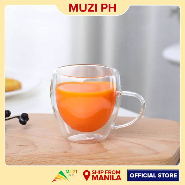 Muzi Ml Double Wall Glass Mug Heat Resistant Drinkware