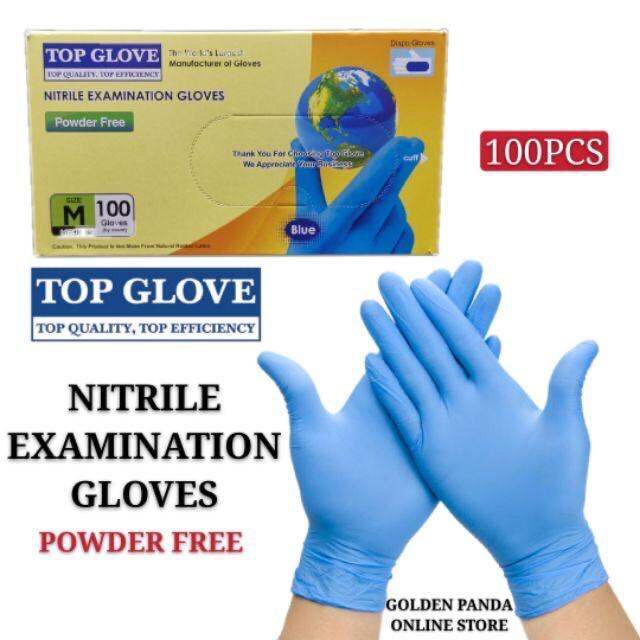 TOP GLOVE Blue Nitrile Examination Disposable Gloves Powder Free 100