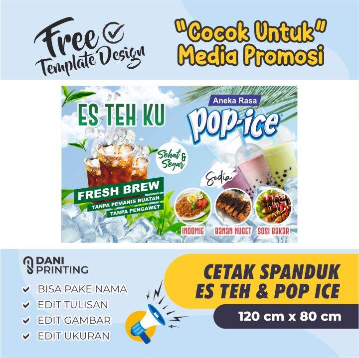 Banner Spanduk ES TEH POP ICE 120 X 80 Cm BISA DI EDIT Lazada Indonesia