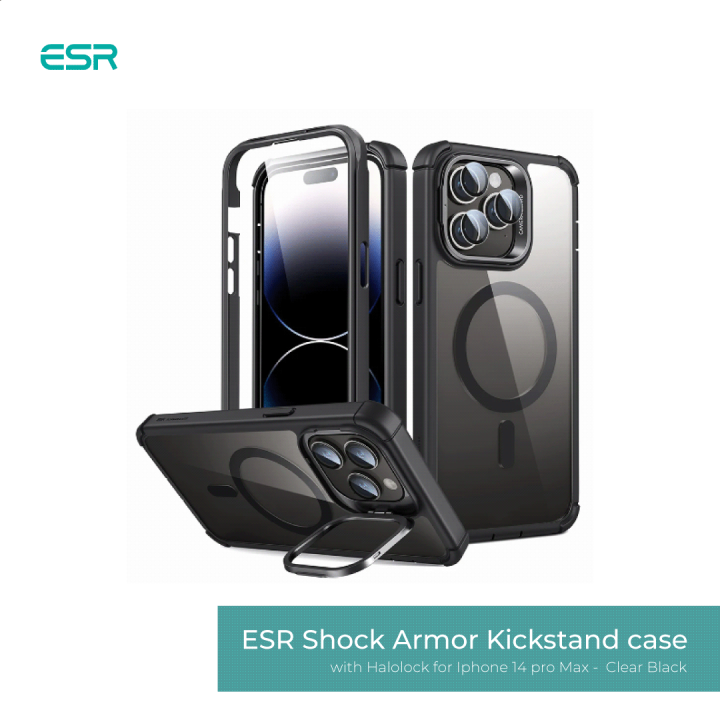 ESR Shock Armor Kickstand Case With Halolock For Iphone 14 Pro Max