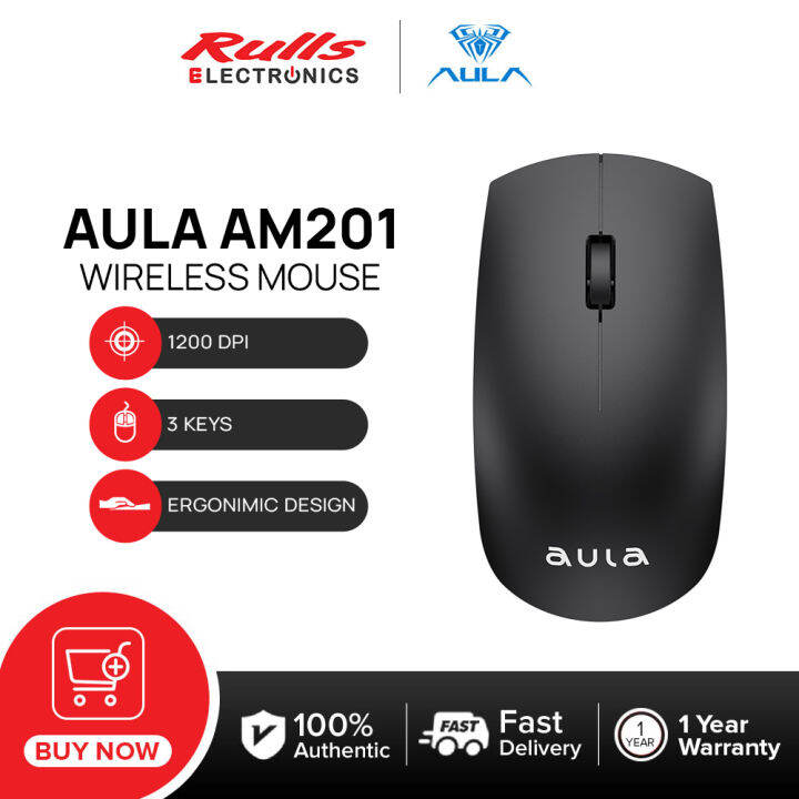 AULA AM201 2 4GHz Wireless Mouse Ergonomic Design 1200 Dpi 3 Keys