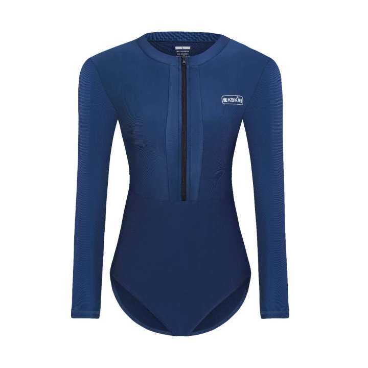 Kbk Women S Zippered Swimwear Long Sleeve With Pad Surf Sun Protection